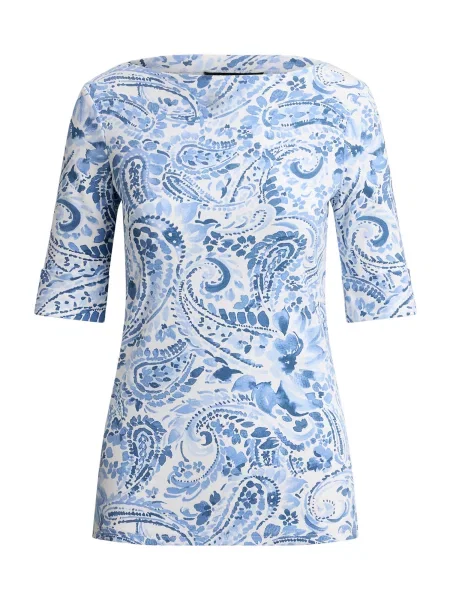 Lauren Ralph Lauren Tricou albastru marin / albastru deschis alb