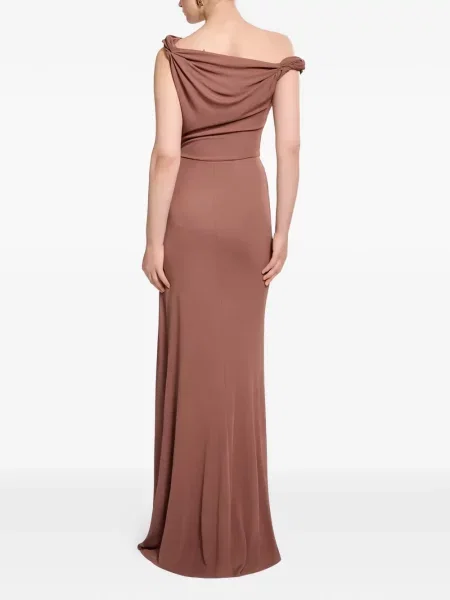 Rochie maxi Elie Saab cu volane maro
