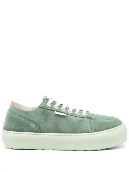Sneakerși Sunnei din piele de căprioară verde