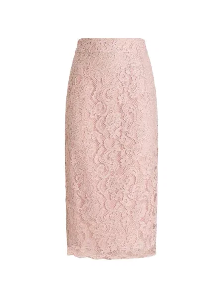 Fustă midi Dolce & Gabbana cu model floral din dantelă roz