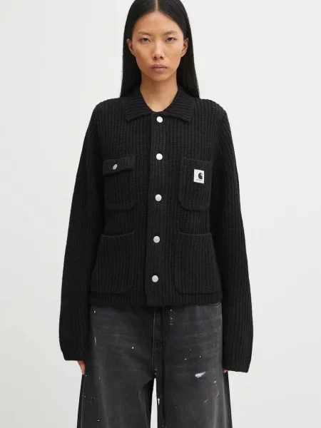 Carhartt WIP cardigan din amestec de lână W Michigan Sweater călduros negru