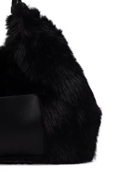 Geantă shopper Dkny cu blană negru