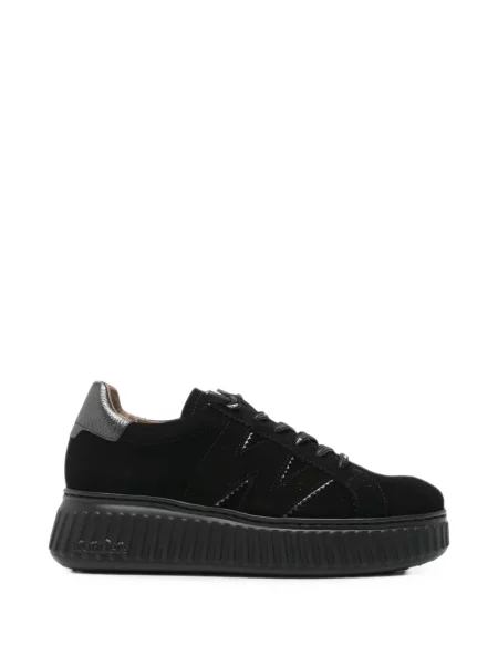 Sneakerși Wonders din piele de căprioară cu platformă negru