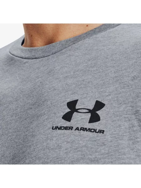 Tréninkové tričko Under Armour Sportstyle Left Chest SS steel light heather/black šedé