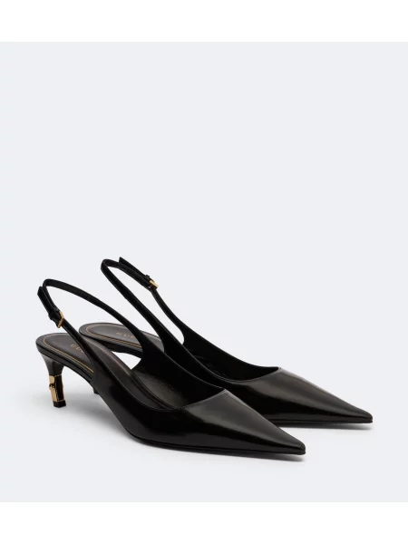 Pantofi cu toc Gucci din piele slingback negru