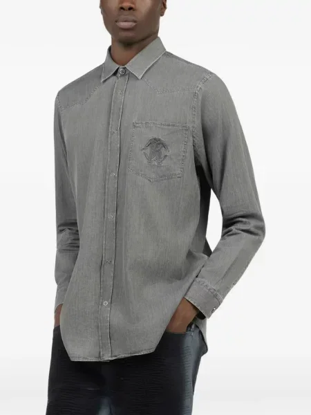 Cămașă Roberto Cavalli cu broderie gri