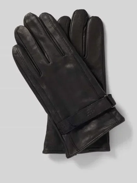 Rękawiczki ze skóry z detalem z logo Joop! Collection czarne