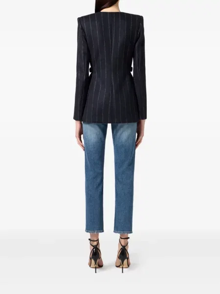 Sacou Elisabetta Franchi din satin cu dungi albastru