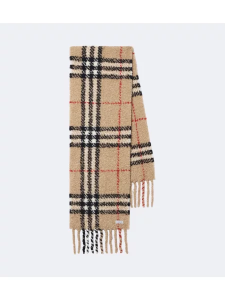 Fular Burberry de lână în carouri bej