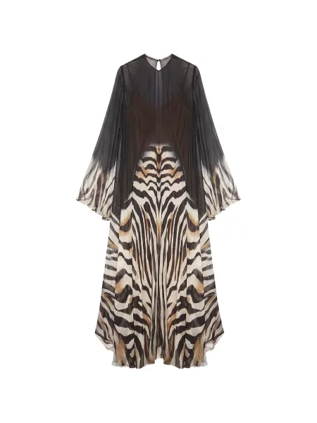 Rochie maxi Mes Demoiselles cu paiete cu model zebră negru