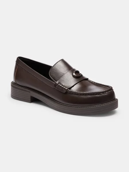 Kožené loafersy Coach hnedá