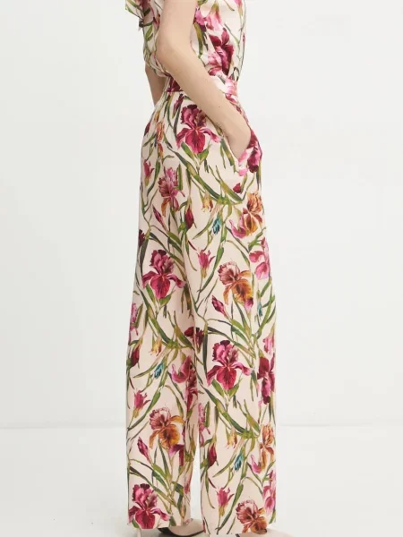 Kalhoty Marciano Guess IRIS široké high waist béžová