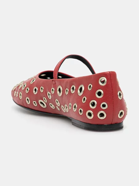 Tory Burch baleriny skórzane Eyelet Mary Jane Ballet czerwone