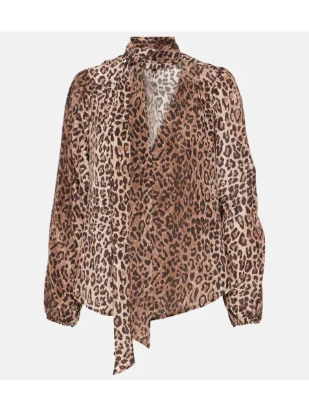 Bluză Rixo de mătase cu imagine cu model leopard