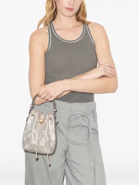 Geantă Tory Burch din jacard gri