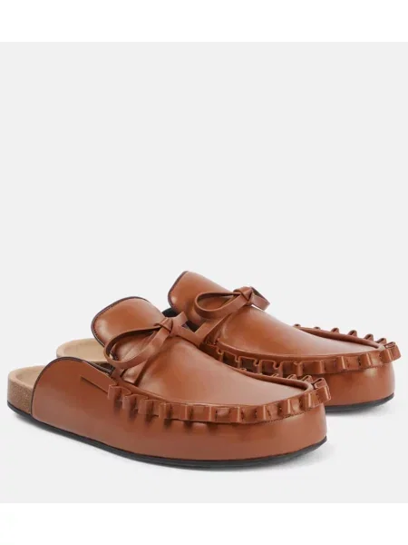 Kožené mules Jw Anderson s volány hnědé