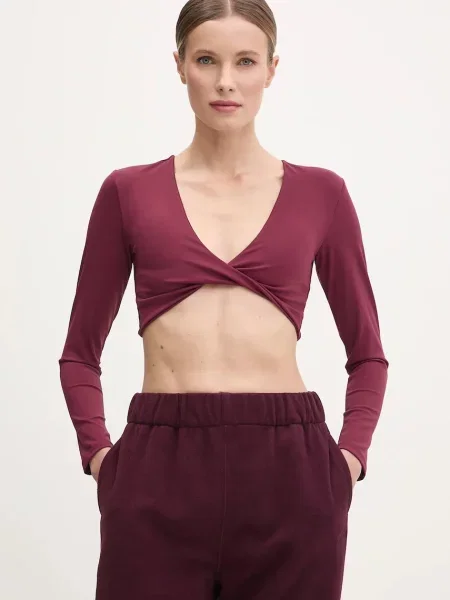 Tričko na jógu s dlouhým rukávem JOYINME Luna Twist Luna Twist vínová