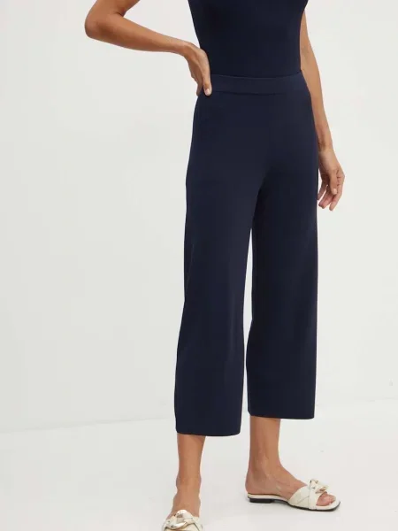 Max Mara Leisure pantaloni femei marin drept high waist albastru