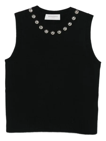 Top Ermanno Firenze bez rękawów czarny