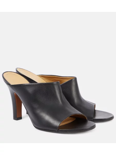 Papuci tip mules The Row din piele negru