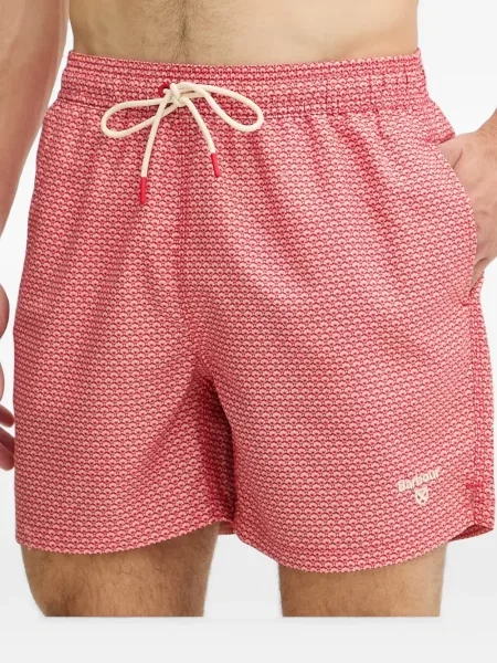 Slip de baie Barbour cu imagine cu imprimeu geometric cu cordon roșu