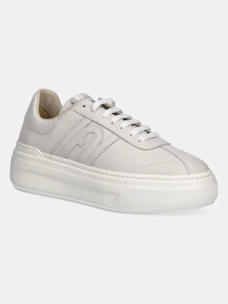 Кожени маратонки Furla Nuage Lace-Up Sneaker бежово