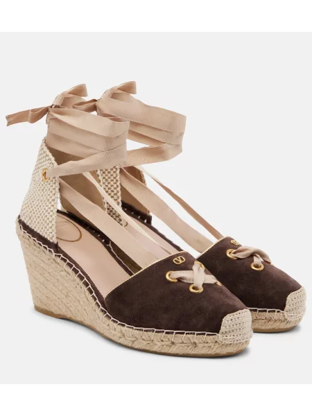 Espadrile Valentino Garavani din piele de căprioară maro