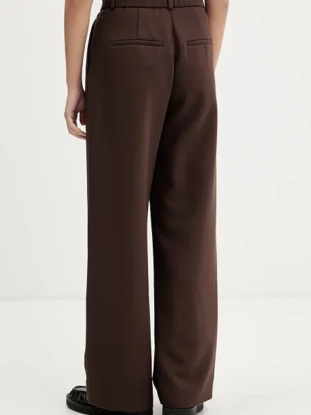 Kalhoty Abercrombie & Fitch široké high waist hnědá