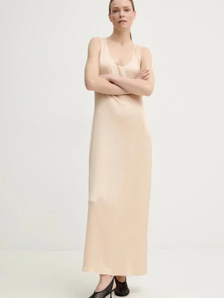 Remain sukienka maxi prosta beżowy