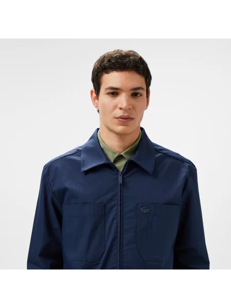 Lacoste Kurtka Z Kołnierzem Koszulowym Regular Fit granatowa