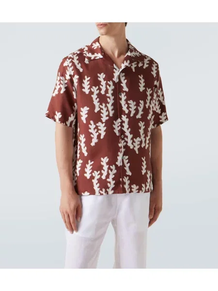 Cămașă Zegna de mătase cu imagine maro