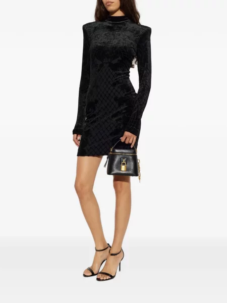 Rochie mini Balmain de catifea negru