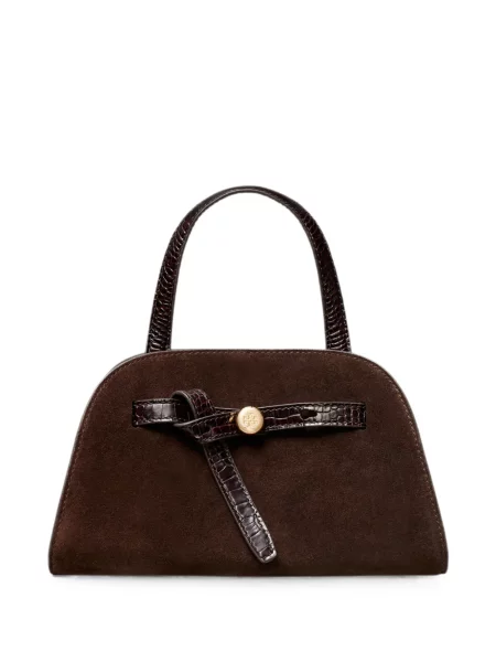 Geantă shopper Tory Burch din piele de căprioară maro