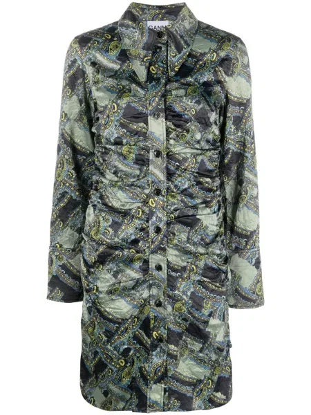 Rochie Ganni cu imagine cu model paisley de costum verde