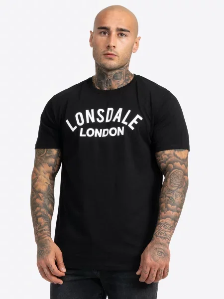 LONSDALE Tricou Bradfield negru alb