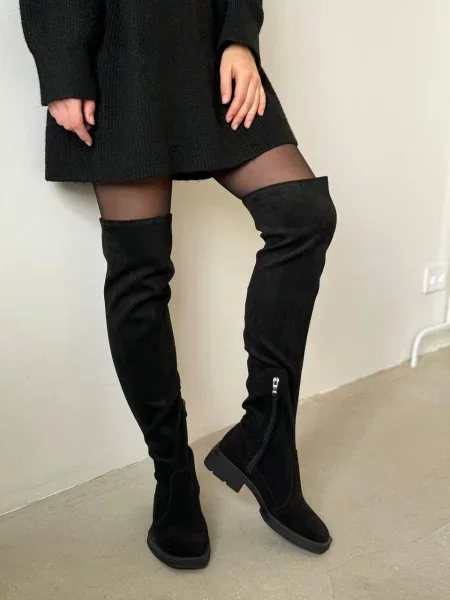 Замшевые ботфорты 105.store черные