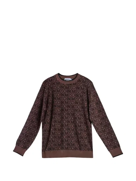 Pulover Moschino din jacard cu autograf maro