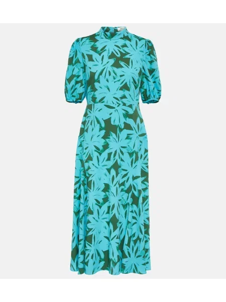 Rochie midi Diane Von Furstenberg cu model floral până la genunchi de costum albastru