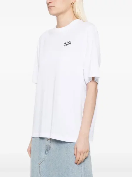 Тениска Maison Kitsuné бродирана бяло