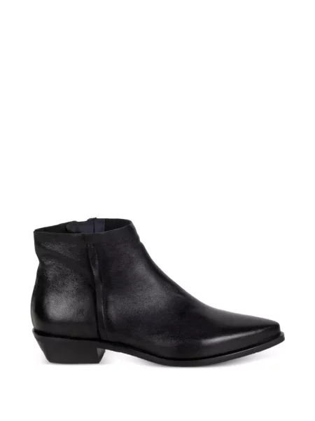 Botine Imma din piele cu vârf pătrat negru