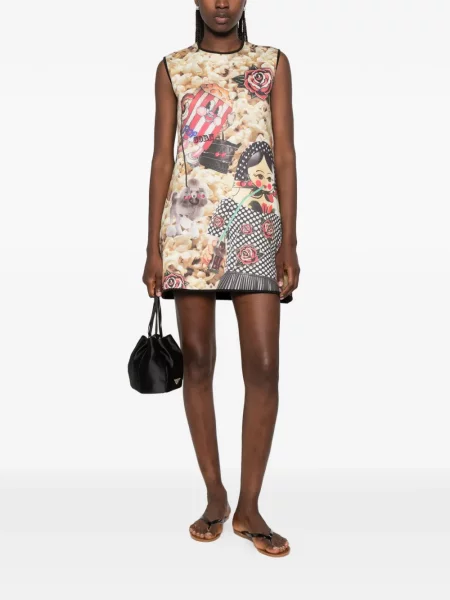 Rochie mini The Artistylist fără mâneci cu imagine negru