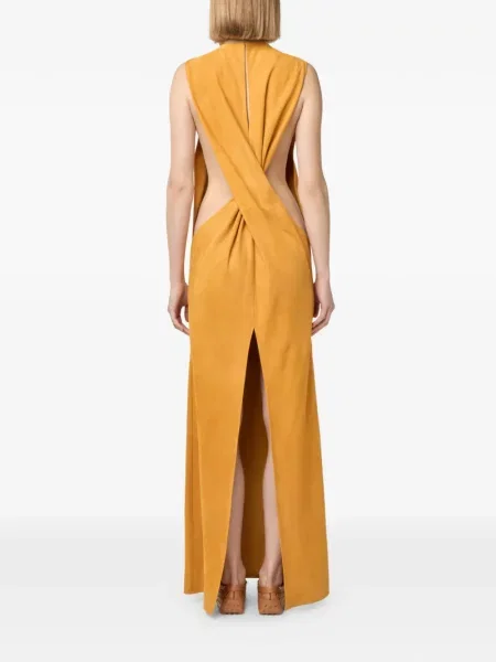 Rochie maxi Tod's din piele portocaliu