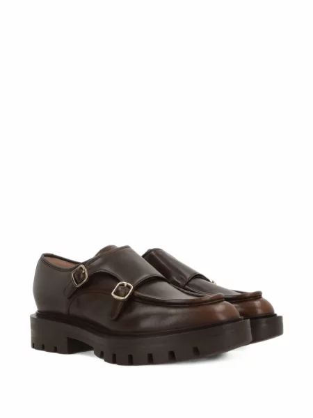 Pantofi derby Santoni cu bretele maro