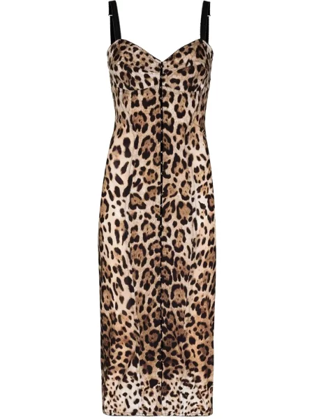 Sukienka midi Dolce And Gabbana z nadrukiem w panterkę do kolan