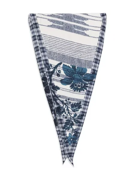 Fular Pierre-louis Mascia cu model floral cu imagine albastru