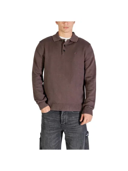 Tommy Jeans Pulover ESSENTIAL maro negru