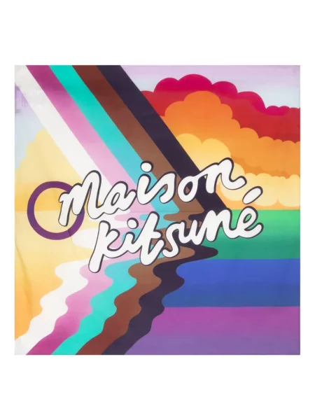 Šál Maison Kitsuné s potiskem modrý