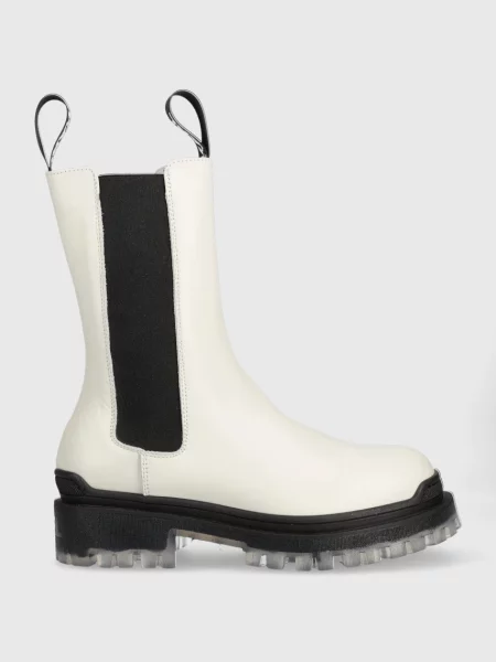 Karl Lagerfeld ghete chelsea de piele Biker Ii femei cu plat alb