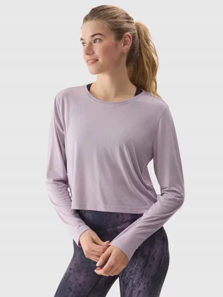 LONGSLEEVE 4F CROP-TOP DO JOG BLUZA Z DODATKIEM MODALU fioletowy