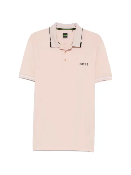 Scurt tricou polo Boss cu imagine roz